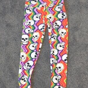 Lularoe colorful skull print leggings